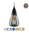 GLOBOSTAR® ALDO 01058 Vintage Κρεμαστό Φωτιστικό Οροφής με Ντουί 1 x E27 AC 220-240V IP20 - Μαύρο - Μ13 x Π13 x Υ27cm